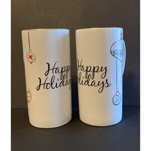 Food Network Tall Mugs Happy Holidays  Eat Drink Be Merry Christmas Cups